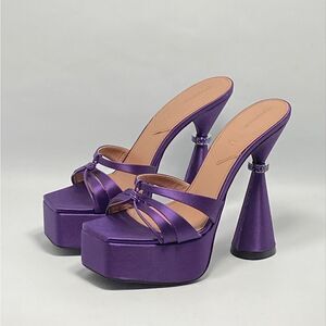 D'Accori Sienna Satin Platform Mules size 38.5